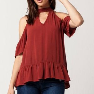 NWOT Tilly’s Ivy + Maine Cold Shoulder Blouse